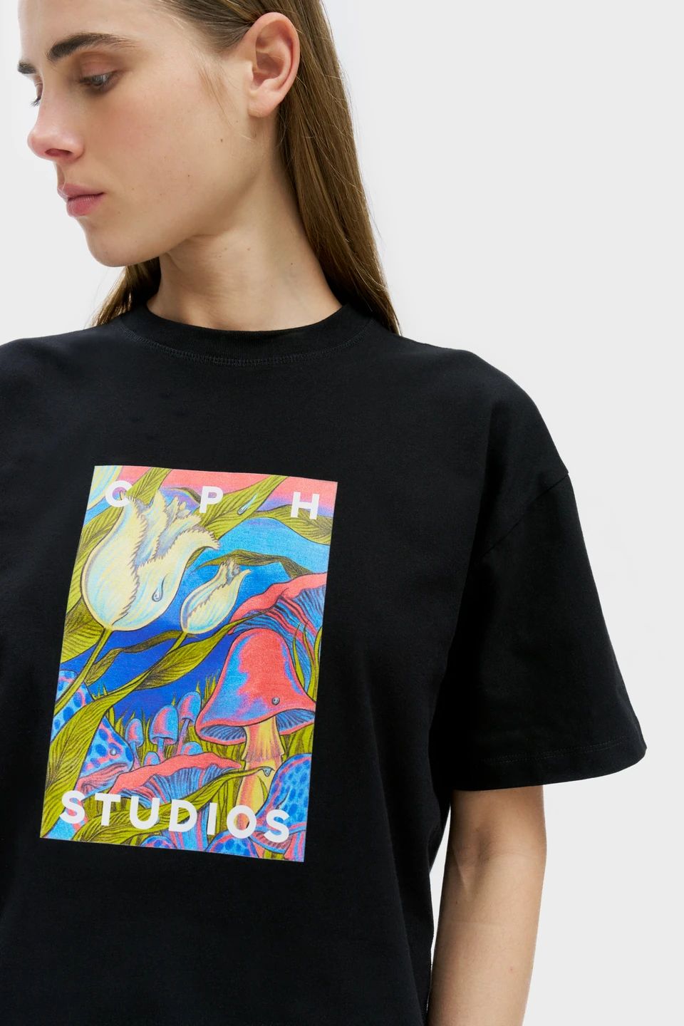 Copenhagen | CPH T-Shirt 1, Baumwolle, Schwarz/Saisonaler Print