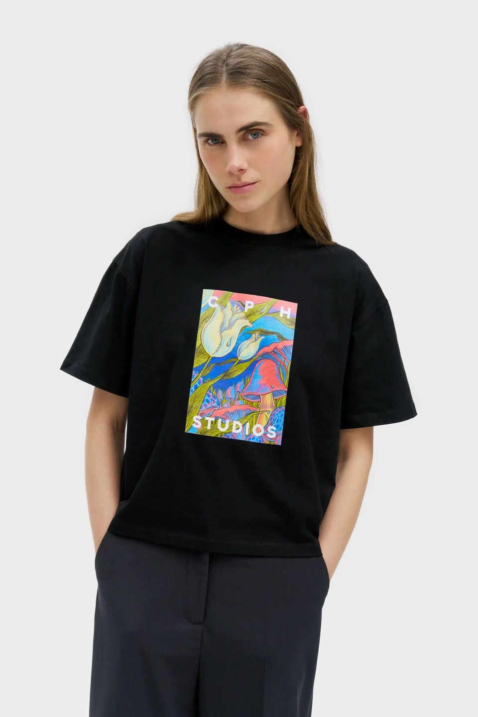 Copenhagen | CPH T-Shirt 1, Baumwolle, Schwarz/Saisonaler Print